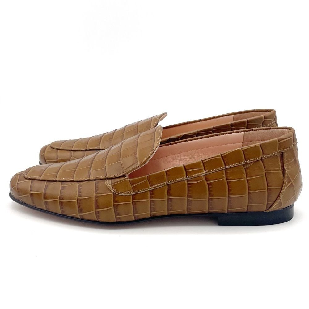 NEW J. Crew Cecile Croc Embossed Leather Slipper Loafer Tan Slip-On Size 7 NWOB - Picture 3 of 16